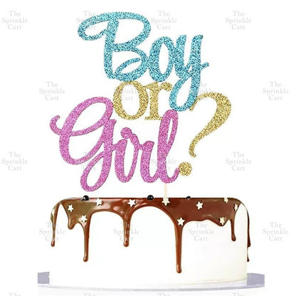 Gender Reveal Acrylic and Paper Cake Topper Decoration TSC