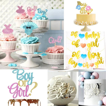 Gender Reveal Acrylic and Paper Cake Topper Decoration TSC