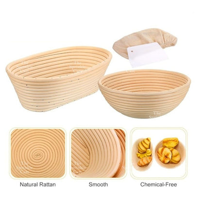 Sourdough Baking Starter Kit Fermentation Jar and Rattan Basket TSC