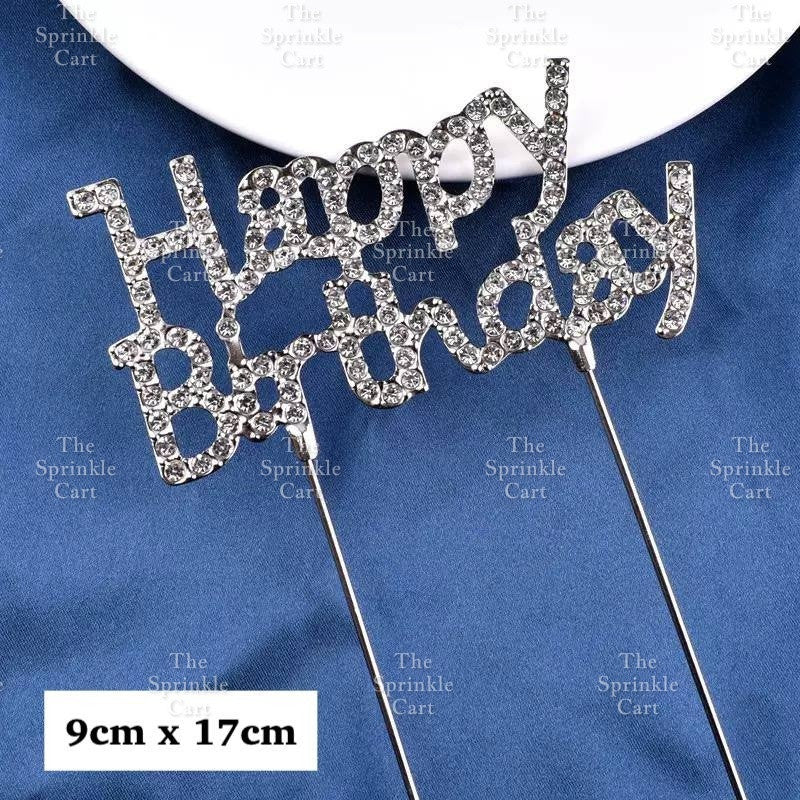 Happy Birthday Metal Cake Topper Heart Crown Moon Birthday Cake Topper TSC