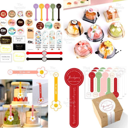 Food Box Sticker Label with Statement and Sticky Tape TSC