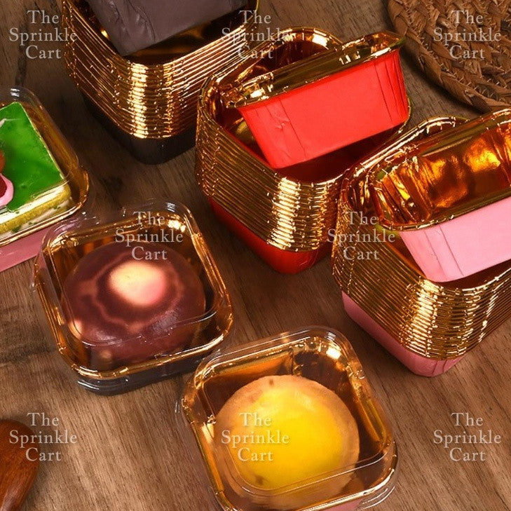 50pcs Colorful Square and Rectangle Foil Cupcake Pastry Muffin Liner TSC