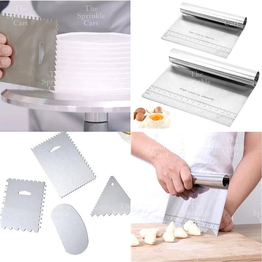 Stainless Steel and Serrated Dough Cutter Scraper Baking Smoother Cake