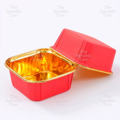 50pcs Colorful Square and Rectangle Foil Cupcake Pastry Muffin Liner TSC