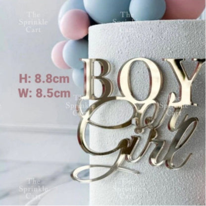 Gender Reveal Acrylic and Paper Cake Topper Decoration TSC
