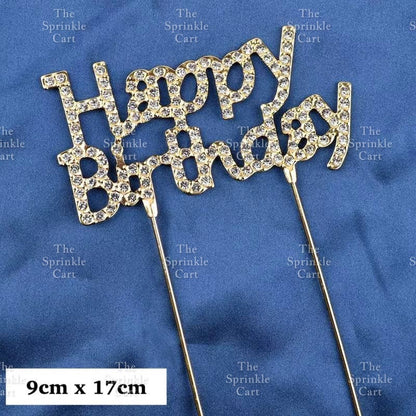 Happy Birthday Metal Cake Topper Heart Crown Moon Birthday Cake Topper TSC