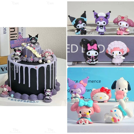 Sanlio Character Toys Set Cake Topper Cinnamonrol Kulomi Milody Decors TSC