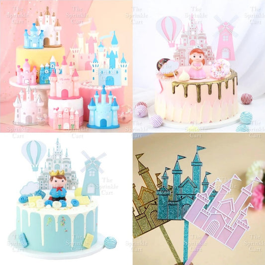 Castle Prince Princess Cake Paper and Acrylic Topper TSC