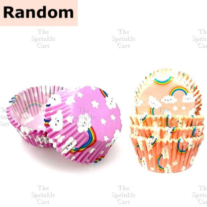 100pcs Cupcake Liner 3oz Muffin Paper Cups Colored and with Design Baking