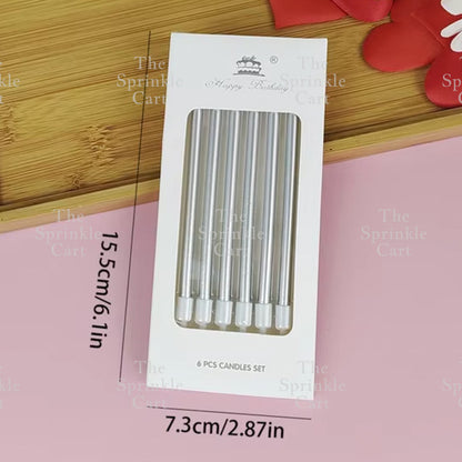 Metallic Long Straight Candle Happy Birthday Cake Party Supplies
