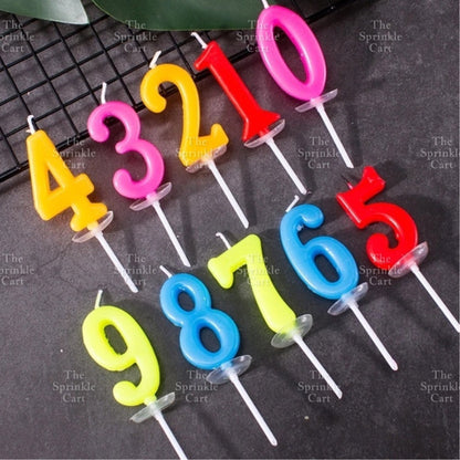 0-9 Set Number Candle and Acrylic Number Topper for Birthday Anniversary Cake Decoration