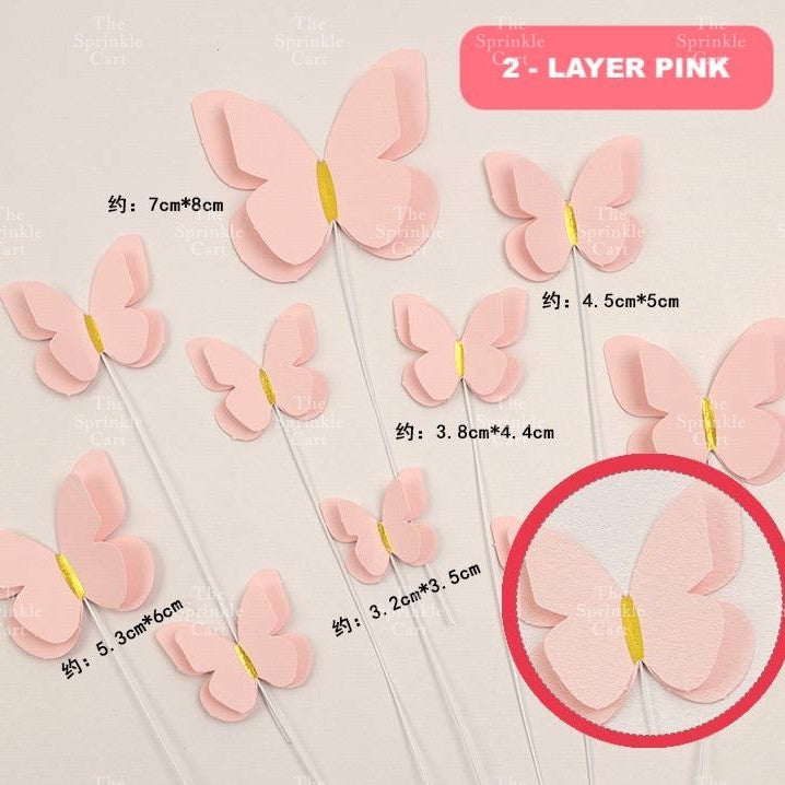 Minimalist Double Layer Butterfly Embossed PVC Stamp Cake Topper Decoration TSC