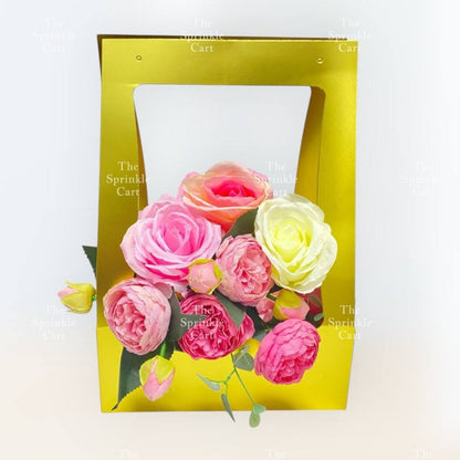 Flower Paper Basket Holder for Floral Arrangement  DIY Gift Bouquet TSC