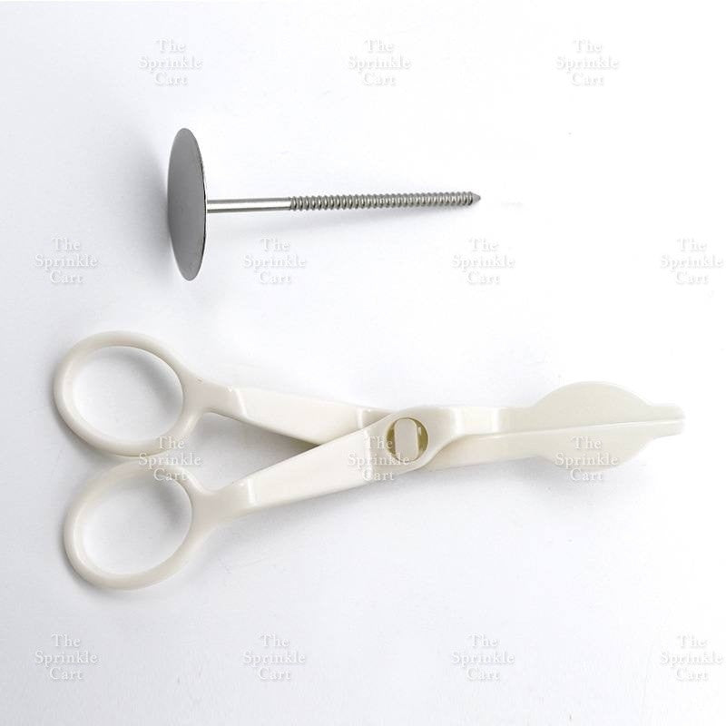 Flower Nail and Scissors Set for Baking Piping Buttercream Icing Decorating Tool TSC
