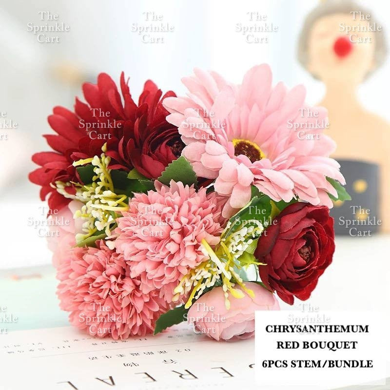 Rustic Bouquet Silk Peony Artificial Flowers Wedding Decoration Cake Decoration TSC