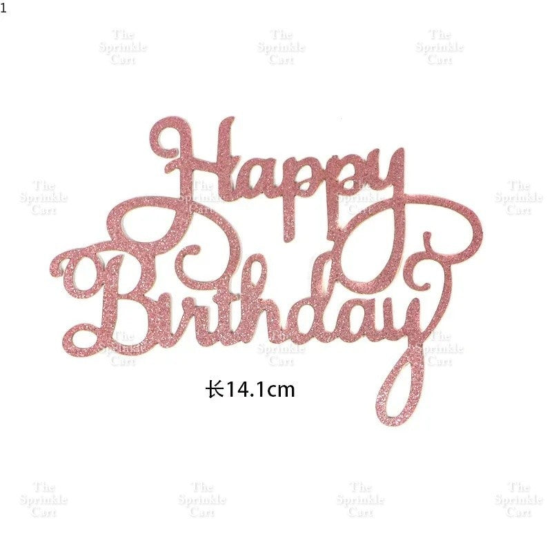 Glitter Paper Happy Birthday Love Cake Topper Party Supplies  Decor TSC