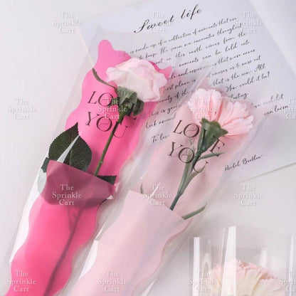 50pcs Transparent Creative Single Mermaid and Gold-edge OPP Flower Wrapper TSC