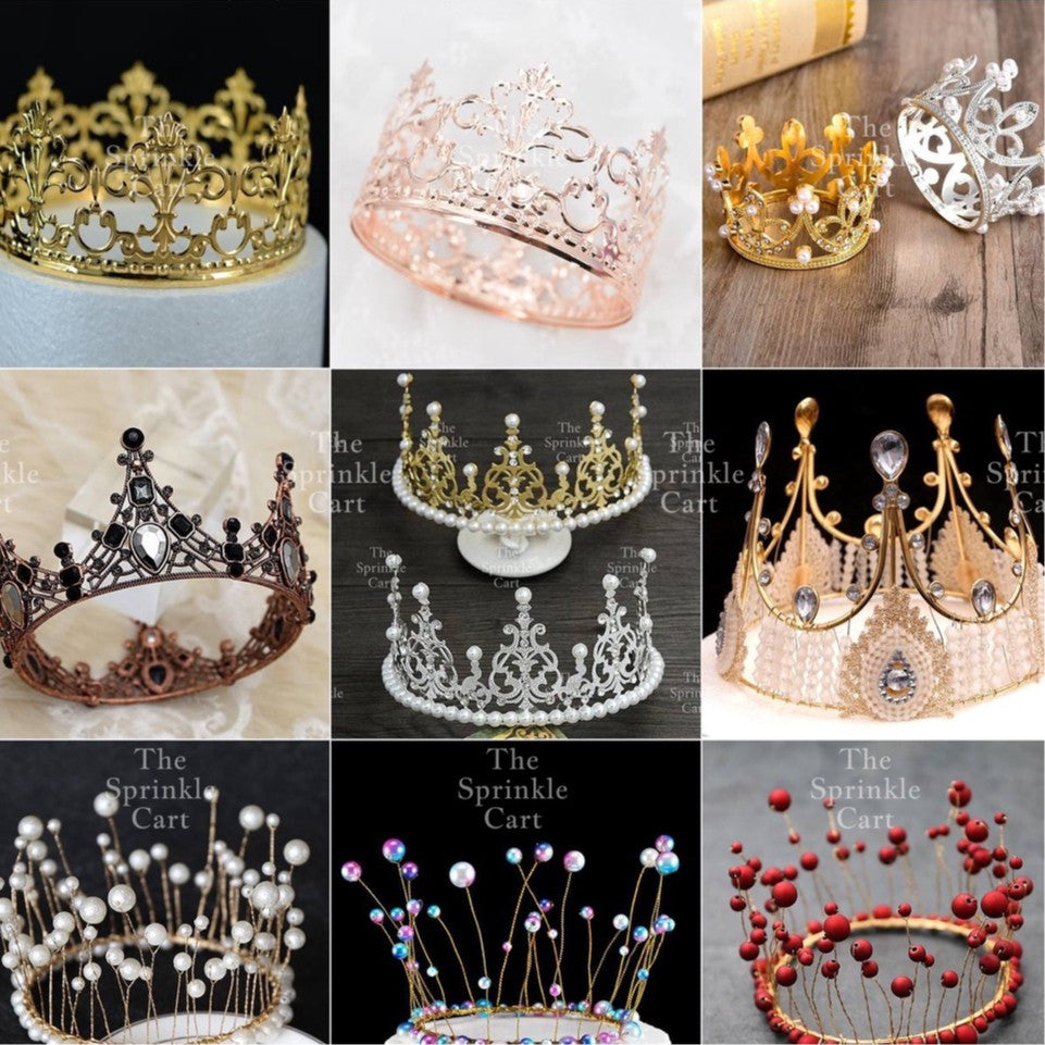 Crown Cake Topper/ Decor Shiny Gold Silver Pearl Birthday Princes