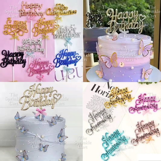 3D Happy Birthday with Bow Cake Topper Party Supplies TSC