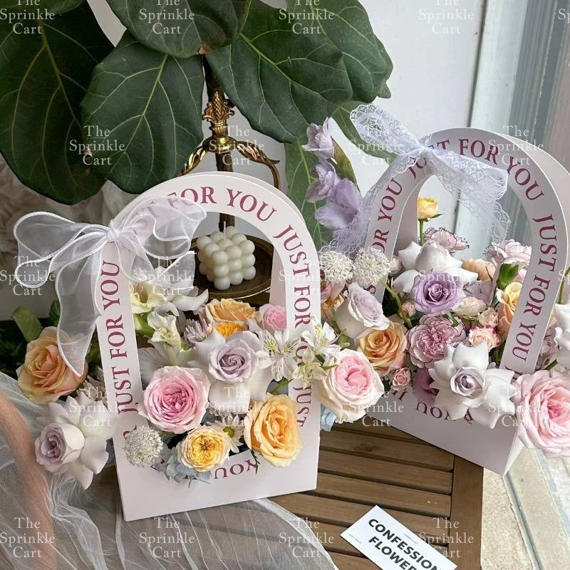Flower Paper Basket Holder for Floral Arrangement  DIY Gift Bouquet TSC