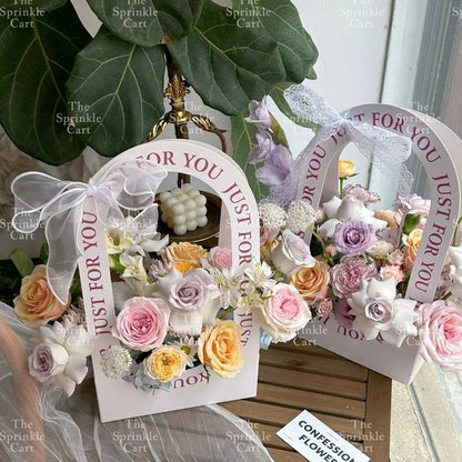 Flower Paper Basket Holder for Floral Arrangement  DIY Gift Bouquet TSC