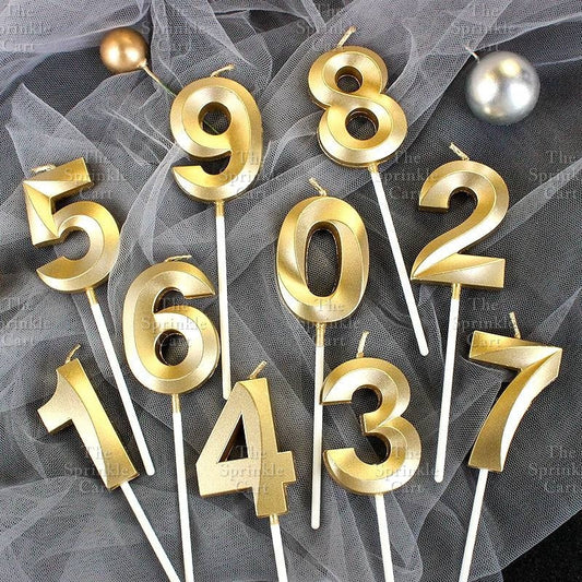 0-9 Set Gold Number Candle / Acrylic Number for Birthday Cake Decor Party Supplies