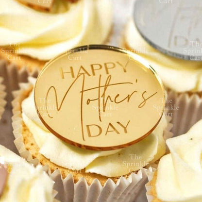 5pcs Acrylic Cupcake Topper Happy Birthday Merry CMAS Mother’s Day Round Cake Decoration