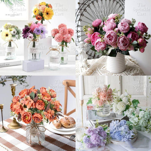 Rustic Bouquet Silk Peony Artificial Flowers Wedding Decoration Cake Decoration TSC