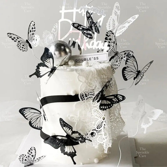 Minimalist Double Layer Butterfly Embossed PVC Stamp Cake Topper Decoration TSC