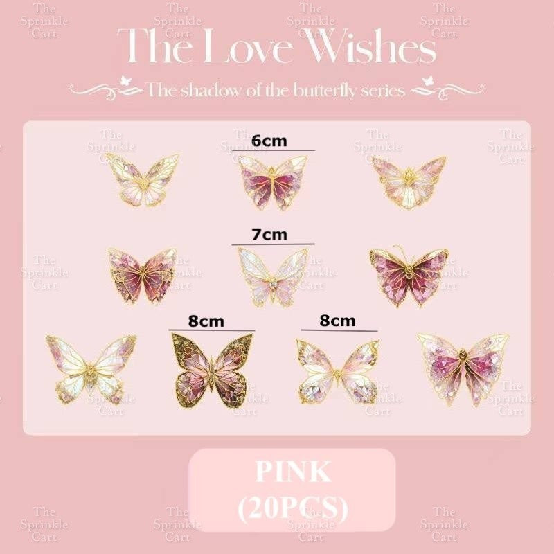 20pcs Set Laser Butterfly Decor DIY Fantasy PET Cake Topper Decoration TSC