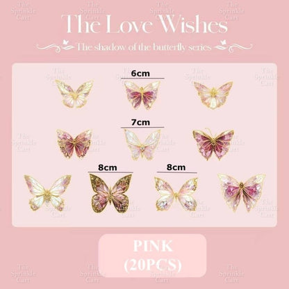 20pcs Set Laser Butterfly Decor DIY Fantasy PET Cake Topper Decoration TSC