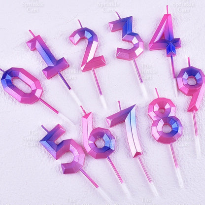 0-9 Set Number Candle and Acrylic Number Topper for Birthday Anniversary Cake Decoration