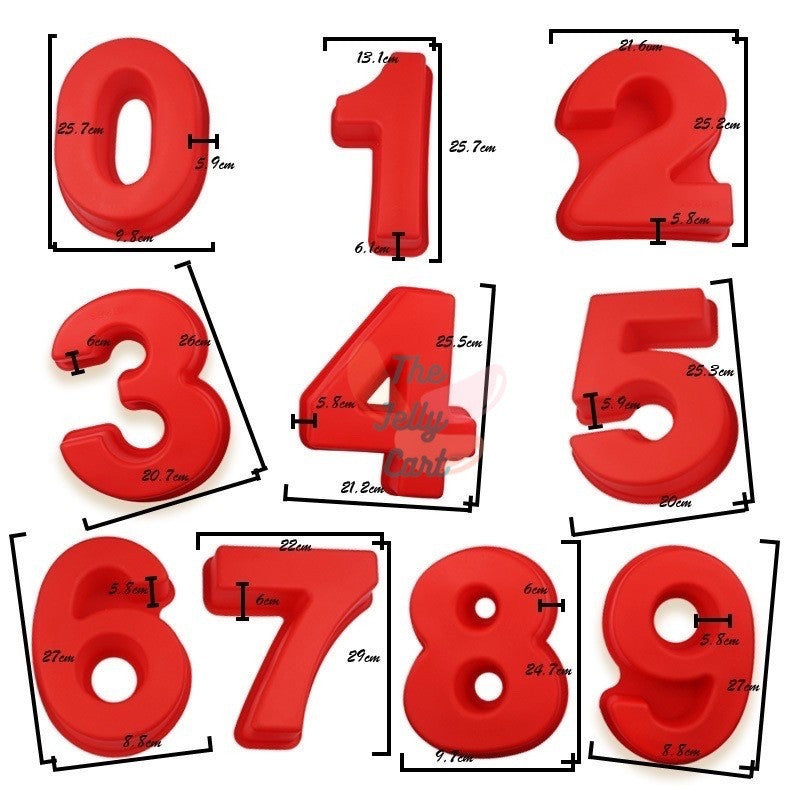 0-9 Set of 10pcs Silicone Number Molder 10inches Number Cake Large Birthday Decoration
