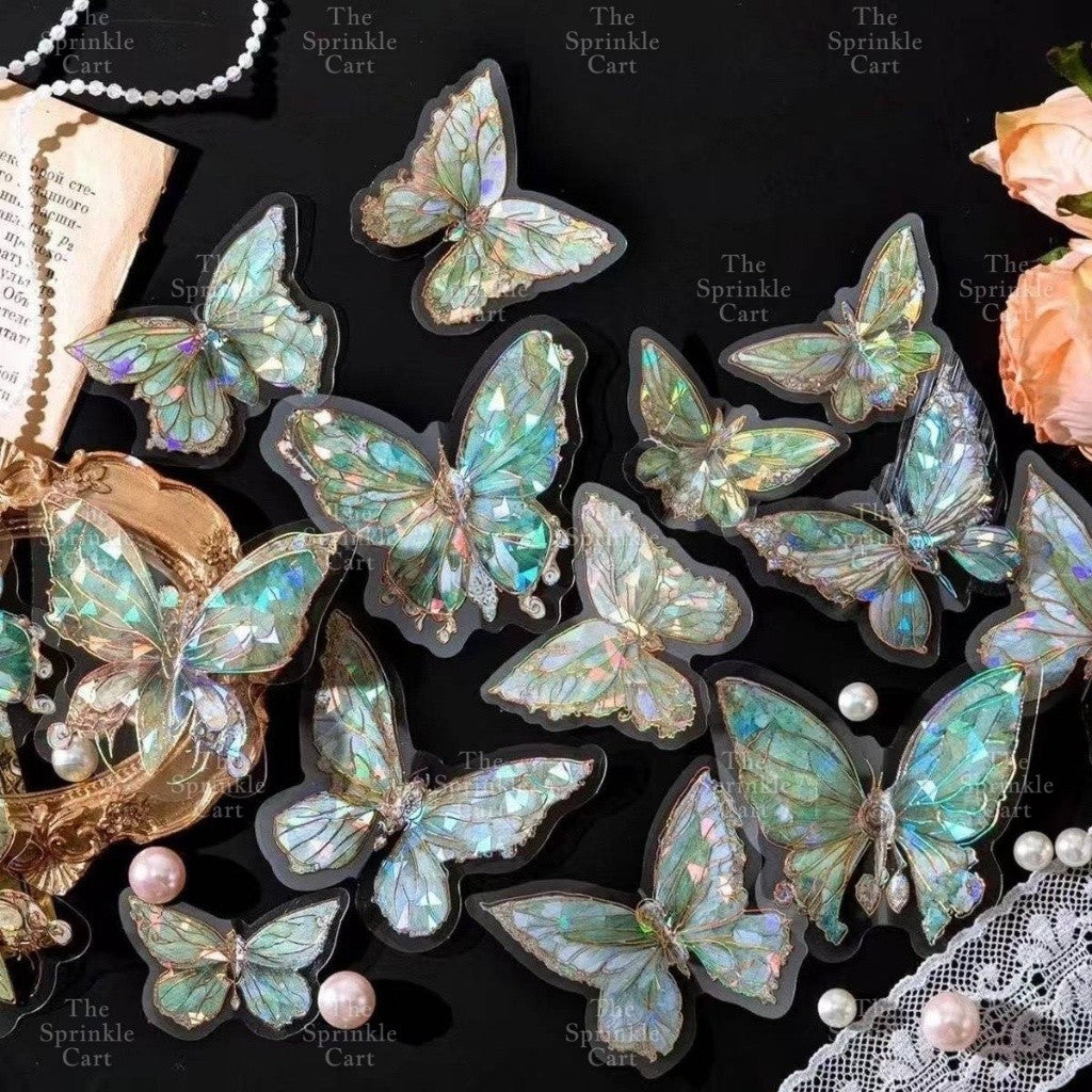 20pcs Set Laser Butterfly Decor DIY Fantasy PET Cake Topper Decoration TSC