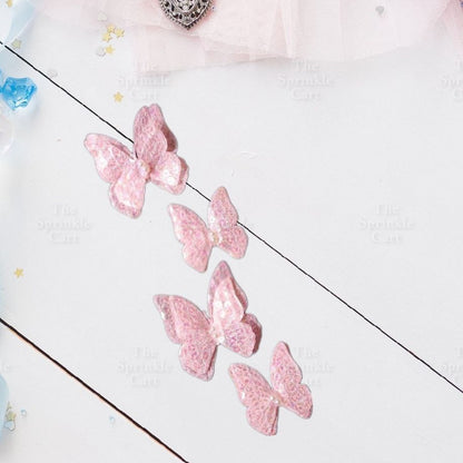Pastel Sequin Butterfly 3D Cake Topper Colorful Double Layer Birthday Party