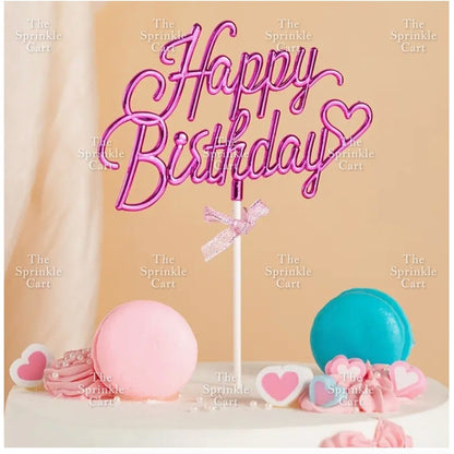 3D Happy Birthday with Bow Cake Topper Birthday Party Decoration TSC