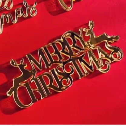 Merry Christmas Happy New Year Holidays Valentines Love Acrylic Cake Topper Decoration TSC