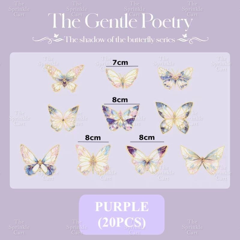 20pcs Set Laser Butterfly Decor DIY Fantasy PET Cake Topper Decoration TSC