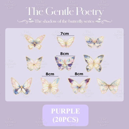 20pcs Set Laser Butterfly Decor DIY Fantasy PET Cake Topper Decoration TSC