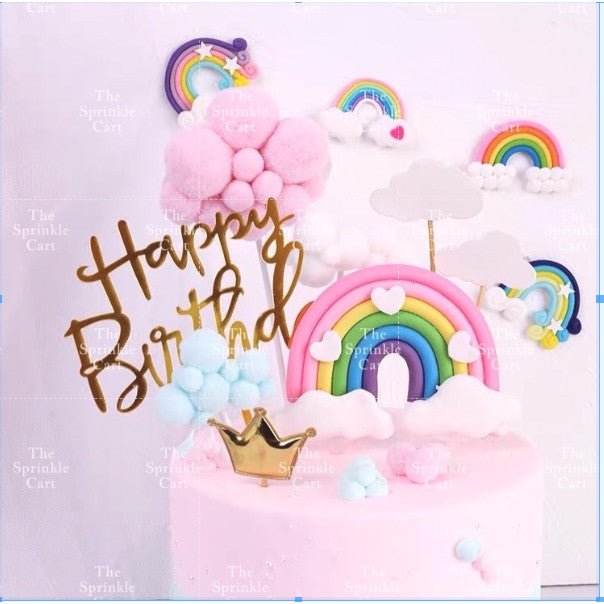Colorful Rainbow Cloud DIY Topper Decoration