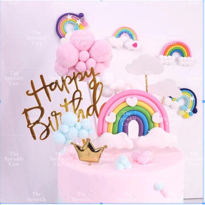 Colorful Rainbow Cloud DIY Topper Decoration