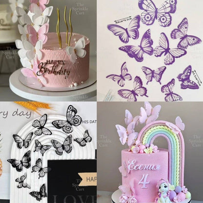 Minimalist Double Layer Butterfly Embossed PVC Stamp Cake Topper Decoration TSC