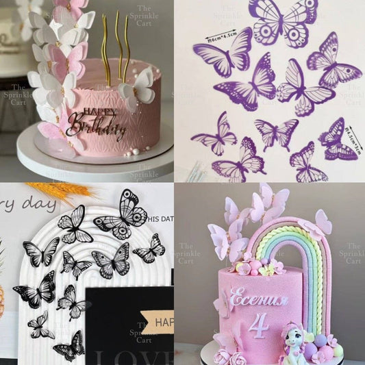 Minimalist Double Layer Butterfly Embossed PVC Stamp Cake Topper Decoration TSC