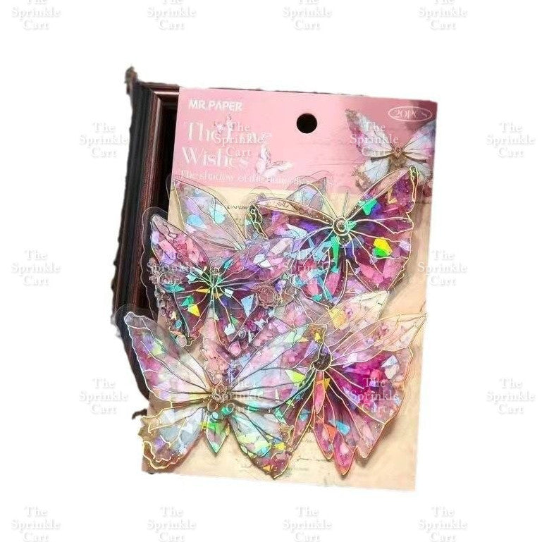 20pcs Set Laser Butterfly Decor DIY Fantasy PET Cake Topper Decoration TSC