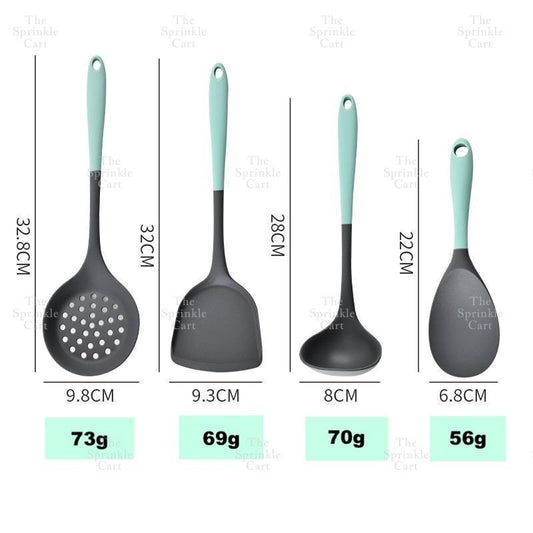 Long Handle Non-Stick Silicone Spatula Ladle Turner Skimmer Kitchen Tool TSC