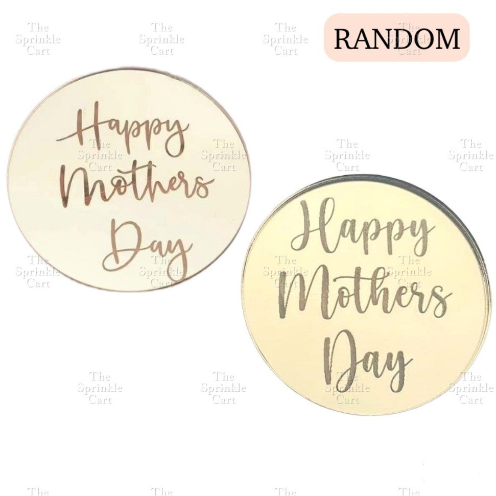 5pcs Acrylic Cupcake Topper Happy Birthday Merry CMAS Mother’s Day Round Cake Decoration