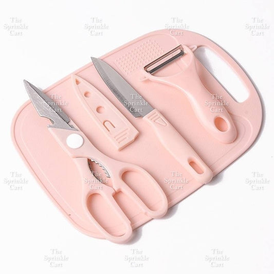 4pcs Kitchen Set Tools Cutting Board Scissors Peeler Knife Set
