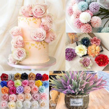 Artificial Flowers Rose Peony Tulip Lavender Vanilla Daisy Sunflower Tropical Leaf Cake Decoration