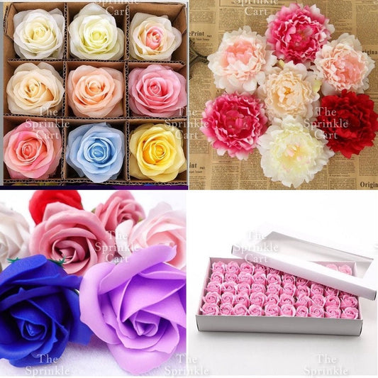 1pc Artificial Flowers Rose Peony Head  Cake Decoration