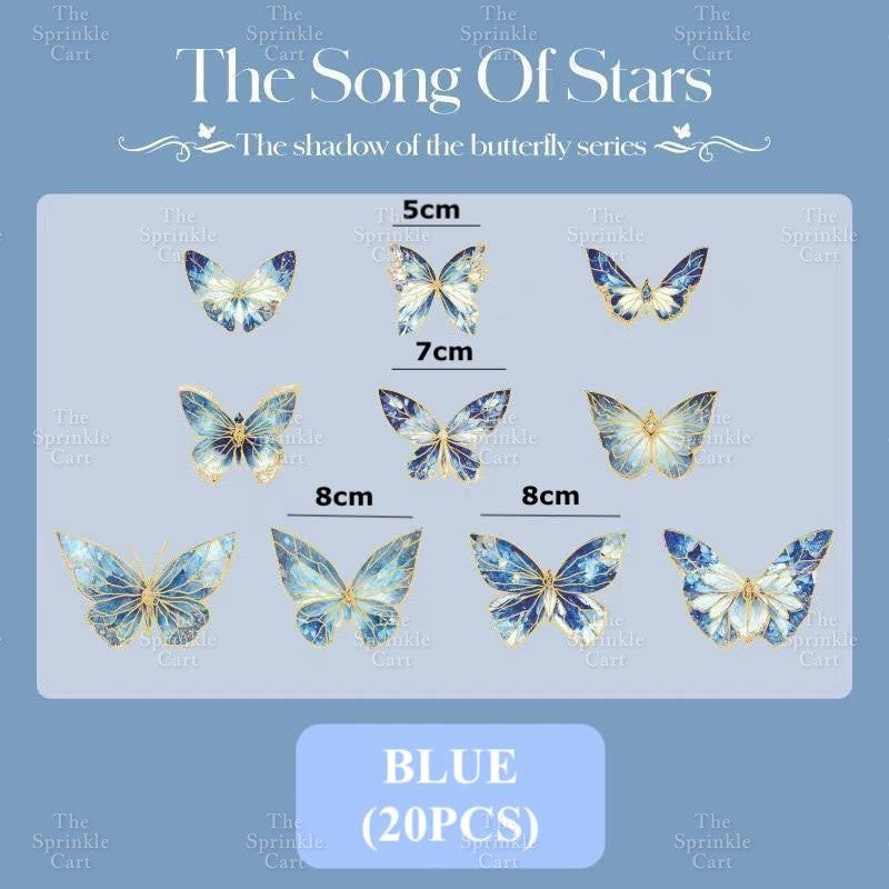 20pcs Set Laser Butterfly Decor DIY Fantasy PET Cake Topper Decoration TSC